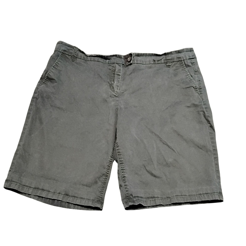 New York & Company Womens Black Chino Shorts Size 18 Stretch Cotton Bermuda